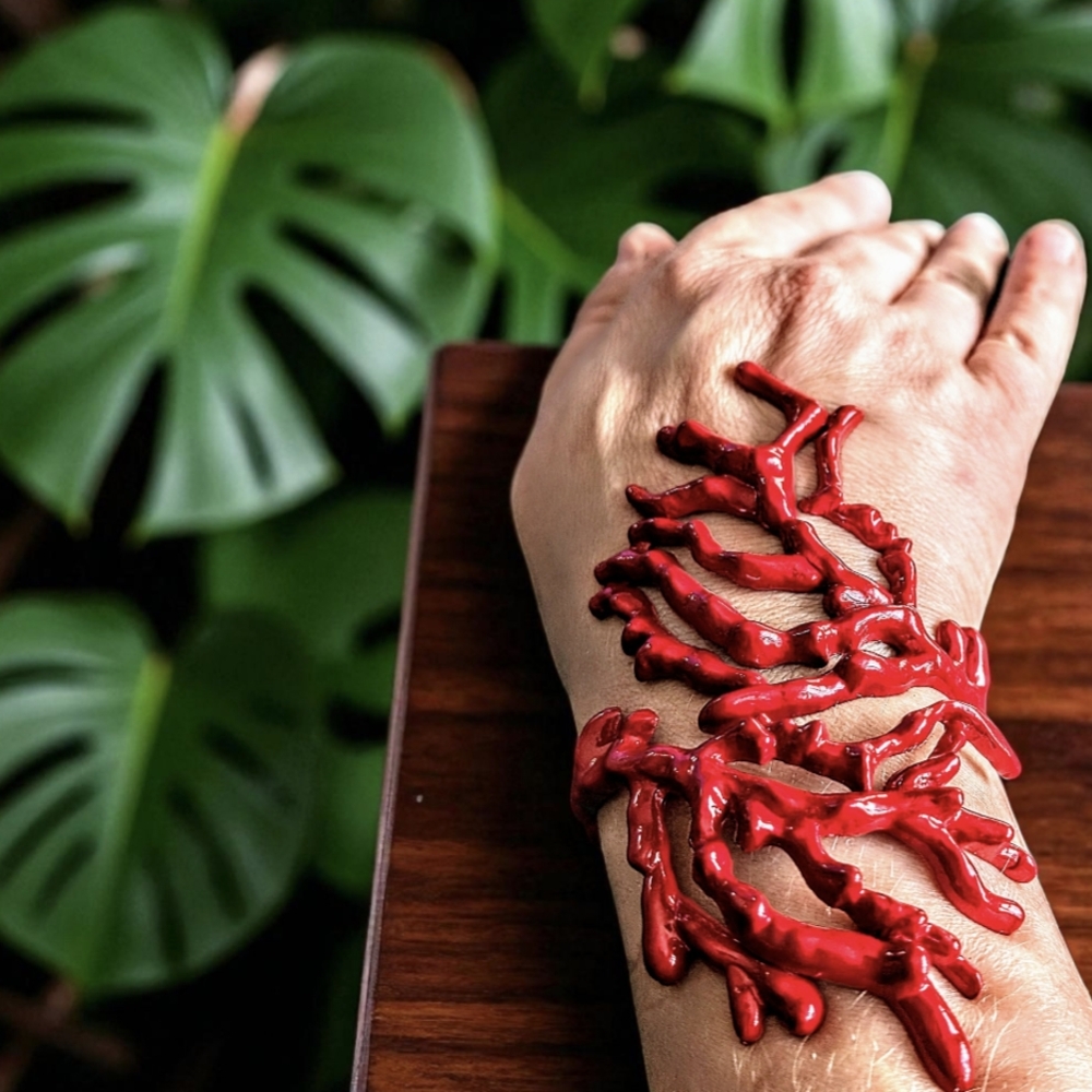 Red Metallic Coral Bracelet